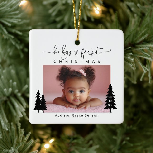 Baby 1st jul Photo Ceramic Ornament (Träd)