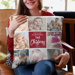 Baby 1st jul Photo Collage Keepsak Kudde<br><div class="desc">Skapa din speciella baby i julas med den här söta fotoplakunden. Med 8 foton i en modern rutnätsmall och texten "Lägg till Namn 1:a julen" och året. Gör en underbar keepsaké för nya föräldrar eller mor- och farföräldrar.</div>