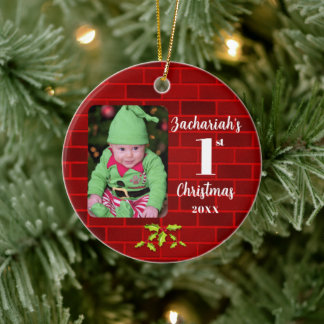 Baby 1st jul Red Brick Julgransprydnad Keramik