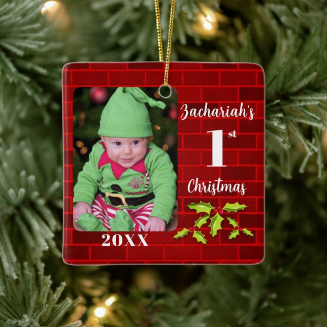 Baby 1st jul Red Brick Julgransprydnad Keramik (Träd)