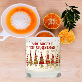 Baby 1st jul Red Ornament Träd Snöflingor