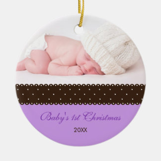 Baby 1st jul - Ribbon (lavender) Julgransprydnad Keramik