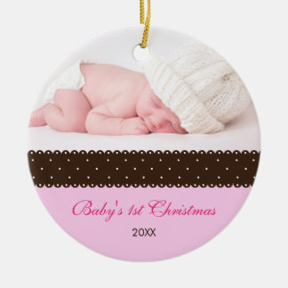 Baby 1st jul - Ribbon (rosa) Julgransprydnad Keramik