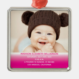 Baby 1st jul Rosa KeepsakPhoto Julgransprydnad Metall