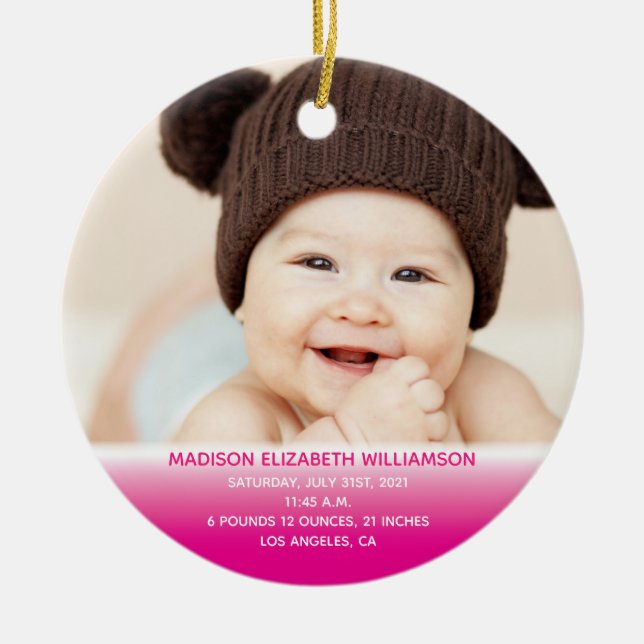 Baby 1st jul-Rosa Photo Ceramic Ornament (Framsidan)