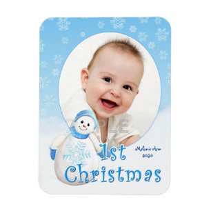 Baby 1st jul Snögubbe Anpassningsbar Magnet