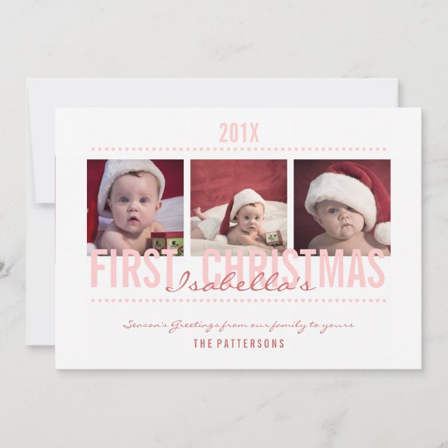 Baby 1st julfotoport för Flicka Julkort (Framsida)
