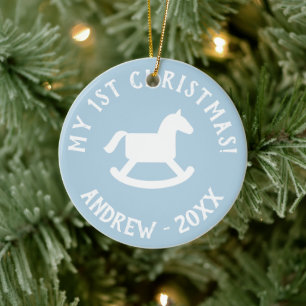 Baby 1st julgran som vaggar hästprydnaden julgransprydnad keramik