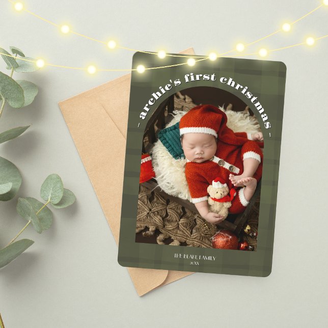 Baby 1st julkort | Olive enkelfoto (Skapare uppladdad)