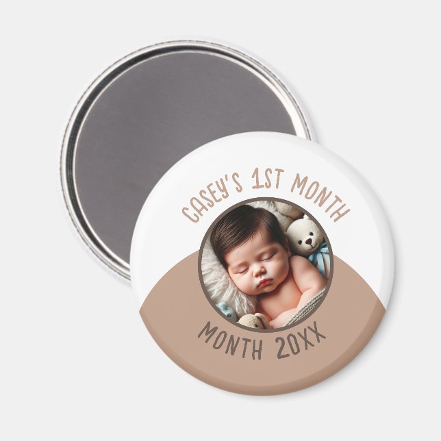 Baby 1st Month Anpassningsbar Photo Add Namn and Y Magnet (Front/Back)