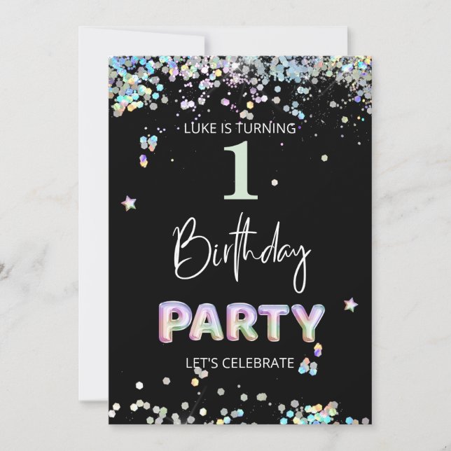 *~* BABY 1st One First Rainbow Balloon Birthday Inbjudningar (Framsida)