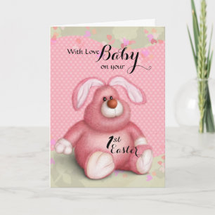 Baby/1st påsk - rosa kanin helgkort