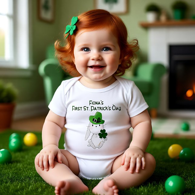 Baby 1st St. Patrick's Day T Shirt (Baby's 1st St. Patrick's Day, custom name Baby Bodysuit)