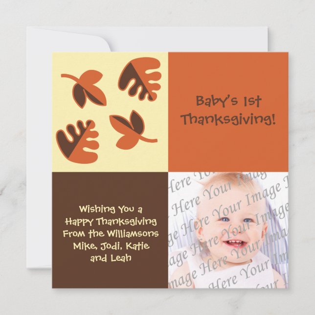 Baby 1st Thanksgiving Flat Photo Greeting Card Julkort (Framsida)