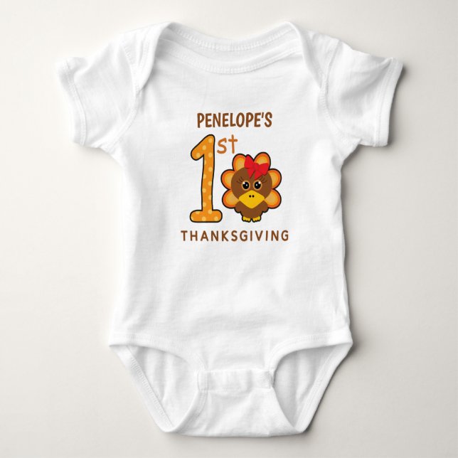 🦃 Baby 1st thanksgiving (flicka) T Shirt (Framsida)