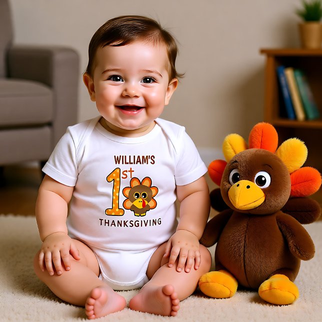 🦃 Baby 1st thanksgiving (pojke) T Shirt (🦃 Baby's 1st thanksgiving (boy) Baby Bodysuit)