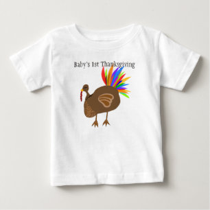 Baby 1st Thanksgiving Turkey Feathers Tee Shirt