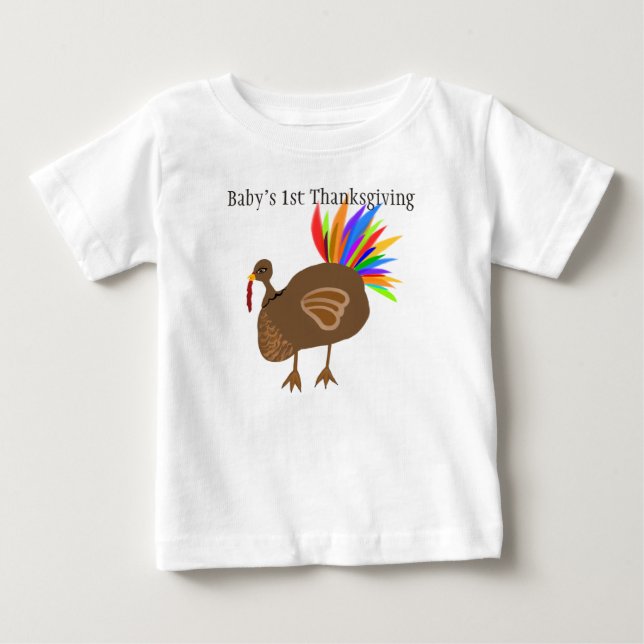 Baby 1st Thanksgiving Turkey Feathers Tee Shirt (Framsida)