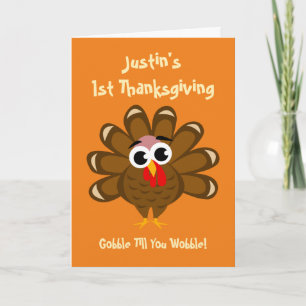 Baby 1st thanksgivingsonson eller sondotter helgkort