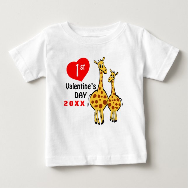 Baby 1st Valentines day T Shirt (Framsida)