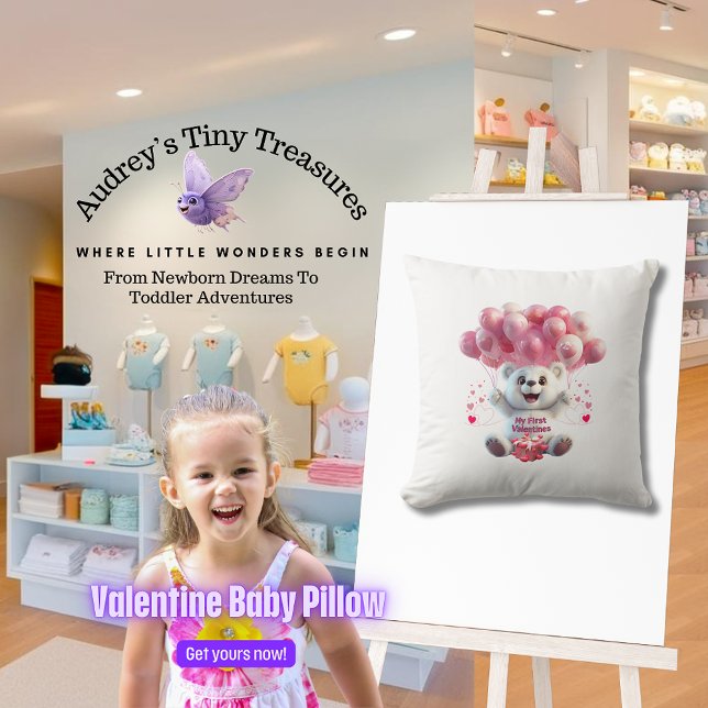 Baby 1st Valentines Dekorativ kudde (Skapare uppladdad)
