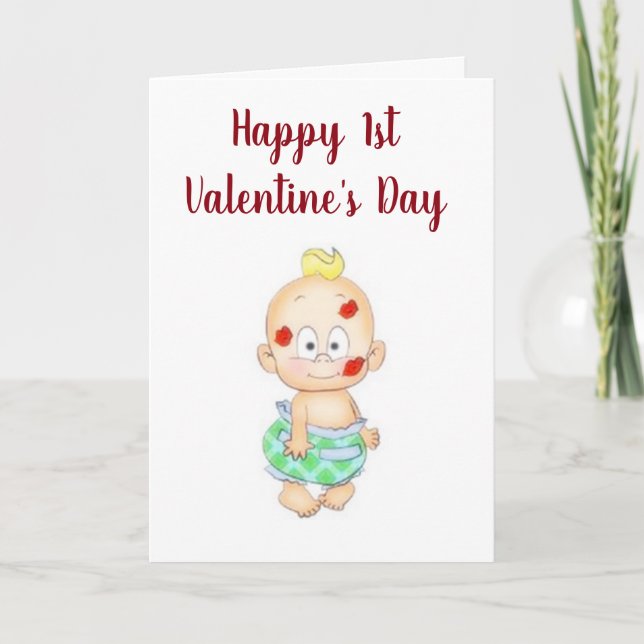 BABY ***1st VALENTINS DAG*** SVÅR & KÄRLEK Helgkort (Framsida)