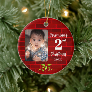 Baby 22nd jul Red Brick Julgransprydnad Keramik