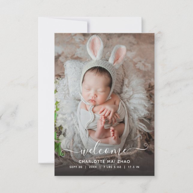 Baby 2-meddelande om foto tack kort (Framsida)