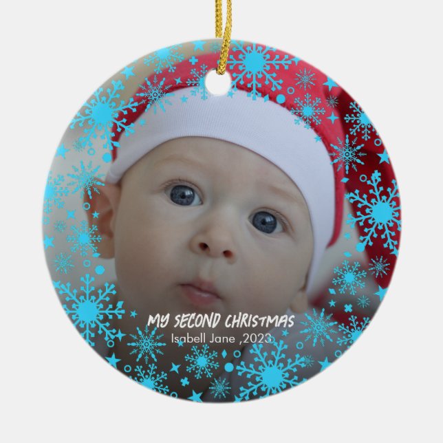 Baby 2:nd jul Red Snowflake Ornament (Framsidan)