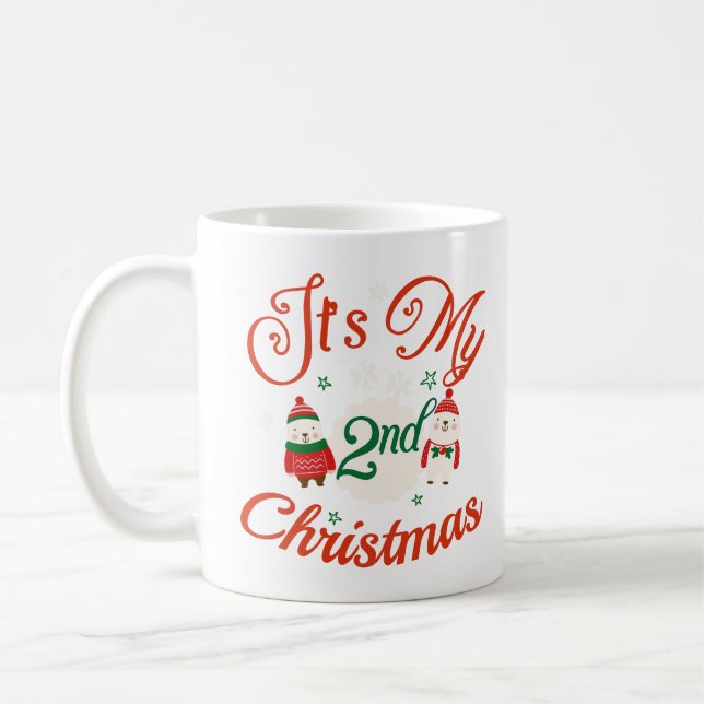 Baby 2 och jul Småbarn T-shirt Kaffemugg (Vänster)