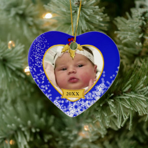 Baby 2 Sided Photo Keepsakjul Julgransprydnad Keramik