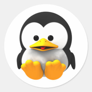 Baby 3-D Tux Linux Penguin Sticker Runt Klistermärke