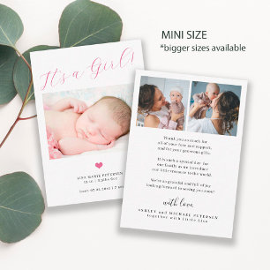 Baby 3 foto manus baby flicka födelse tillkännagiv anteckningskort