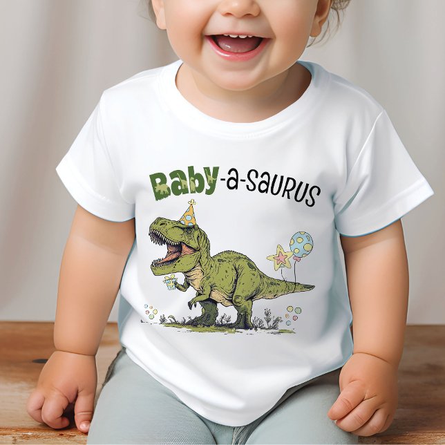 Baby-a-saurus Dinosaur-tema Barnkalas T Shirt (Cute funny baby-a-saurus t-rex dinosaur theme kids birthday party matching family members t-shirt)