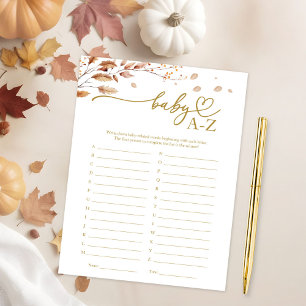Baby A-Z Lek Fall Baby Shower Inbjudningar