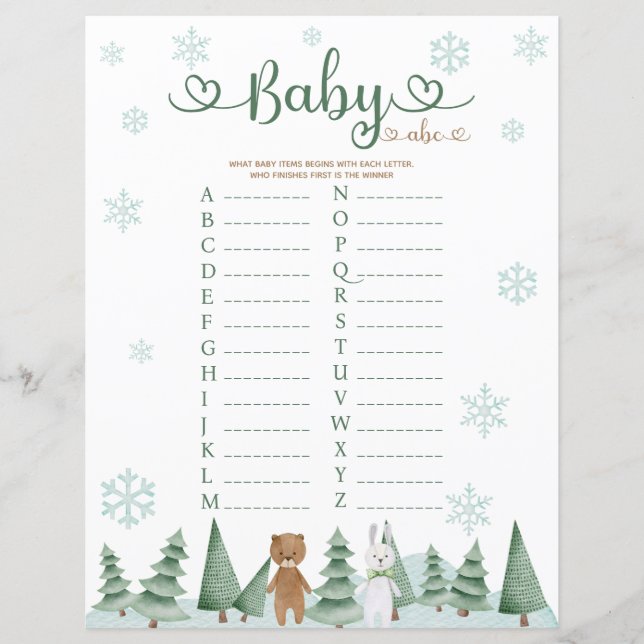Baby Abc Cute Bear Bunny Winter Animal Themame (Framsida)