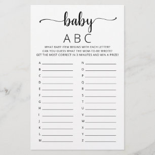Baby ABC-spel Baby Shower party Alphabet-spel
