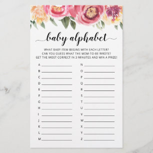 Baby ABC-spel Baby Shower party Alphabet-spel