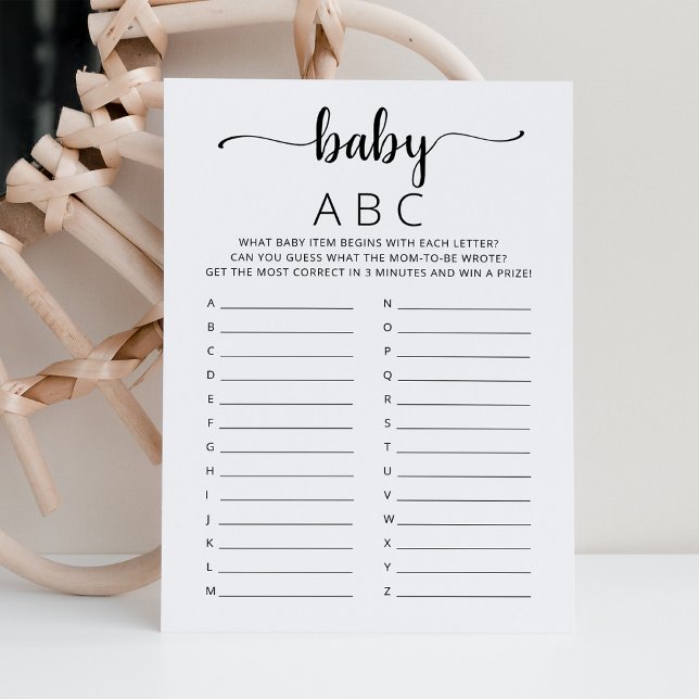 Baby ABC-spel Baby Shower party Alphabet-spelkort Inbjudningar (Skapare uppladdad)