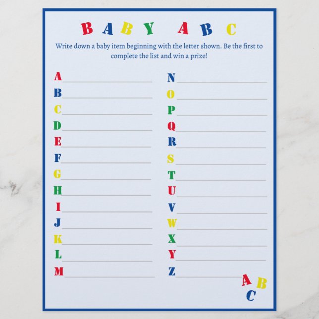 Baby ABC Spel Flyer (Framsidan)