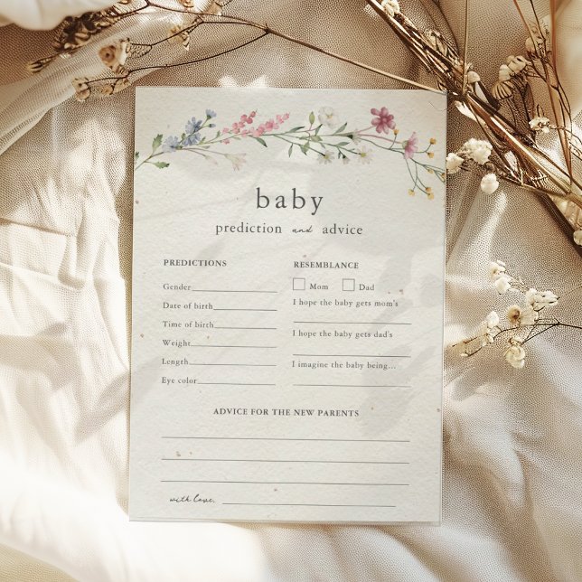 Baby Advice and Predictions Baby Shower Wildblomma Inbjudningar (Skapare uppladdad)
