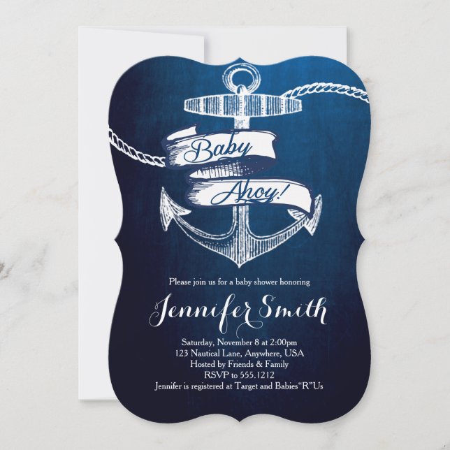 Baby Ahoy Baby Shower Inbjudan (Framsida)