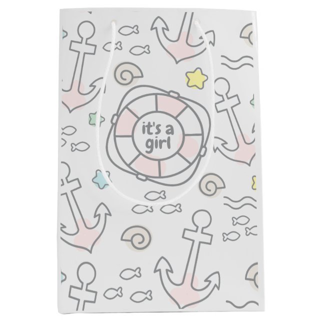 Baby Ahoy Nautical Flicka Gift Bag (Framsidan)