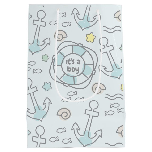 Baby Ahoy Nautical Pojke Gift Bag (Baksidan)