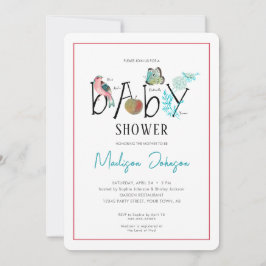 Baby Alfabetet ABC Baby Shower Inbjudan