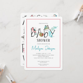 Baby Alfabetet ABC Baby Shower Inbjudan