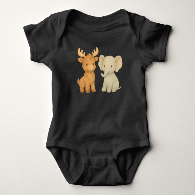 Baby Älg och Baby Elefant  T Shirt (Framsida)