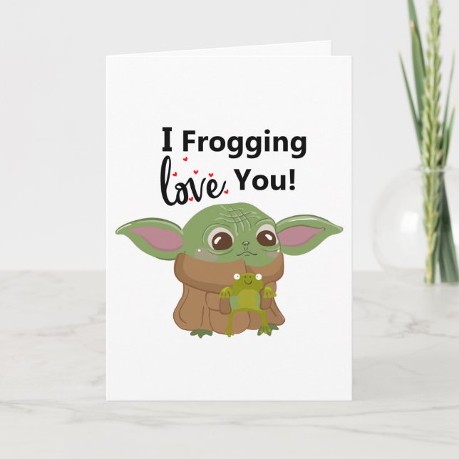 Baby Alien Creature med Frog Valentine Day Card Helgkort (Framsida)