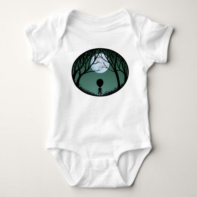 Baby Alien Romper Cute Alien Baby One-biet Tee (Framsida)