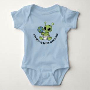 Baby-alien som håller i en skramla, bodysuit t shirt